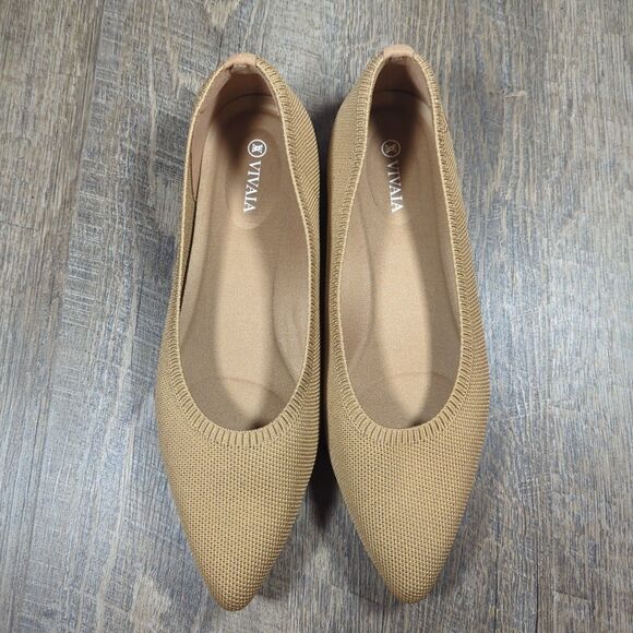 Vivaia Aria Women’s EU 41.5 US 10 Pointed Toe Ballet Flats Nutmeg Slip On Shoes - Picture 5 of 13